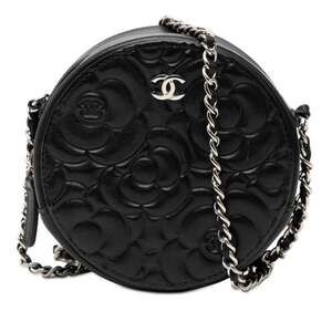 CHANEL Black Lambskin Leather Pochette Shoulder Bag
